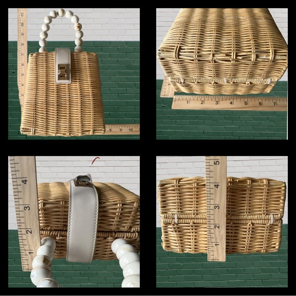 Mini Straw / Rattan Bag with Pearl Handle by Antik Kraft - Picture 15 of 16